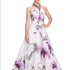 Jeweled Halterneck Floral Ball Gown marchesa dress